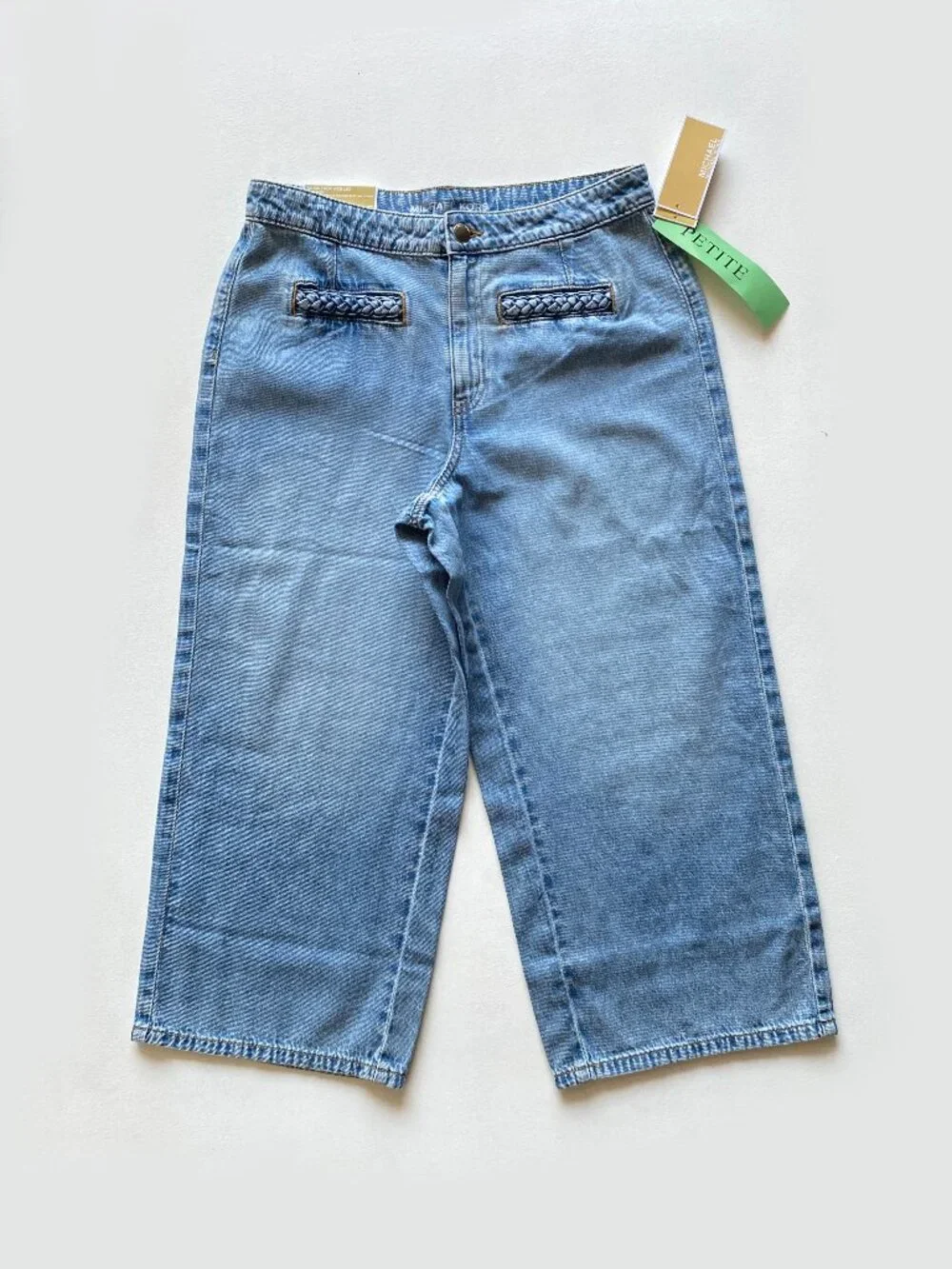NWT Michael Kors Crop Wide Leg Jeans Denim Size 10 Petite